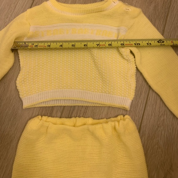 Vintage Yellow Sweater/Knit Footed Pants | Size 9-12 Mth | Unisex Baby Girl/Boy - Picture 9 of 9